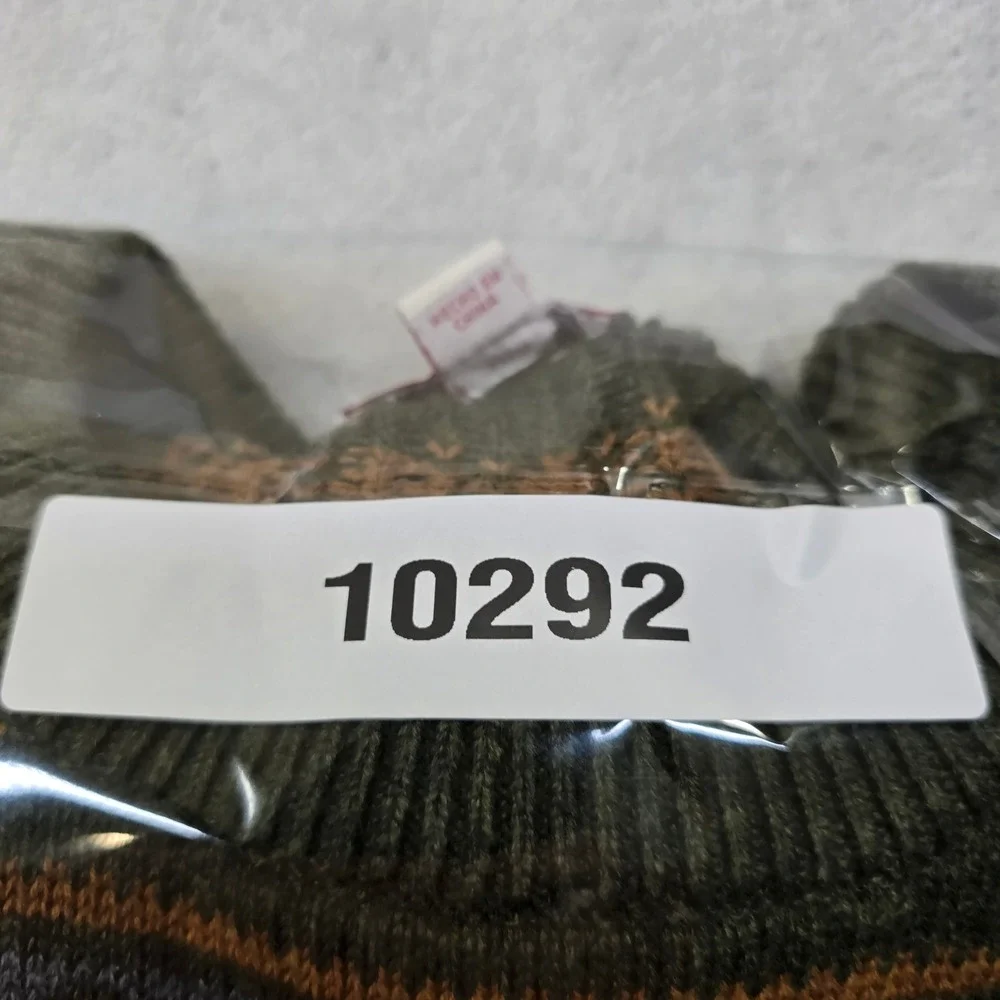 Merona Fair Isle Crewneck Sweater Mens Small Green Orange Blue‎ NEW